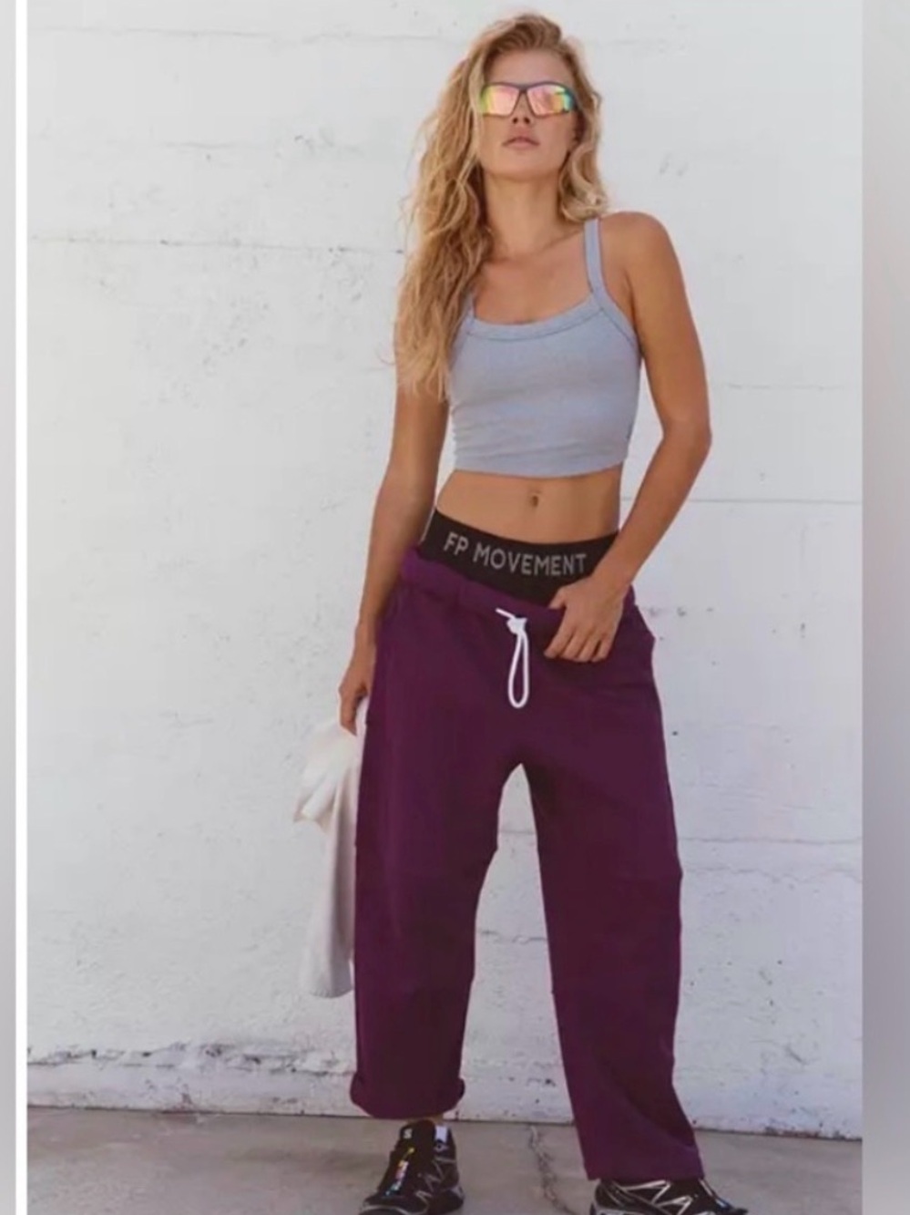 NEW FP MOVEMENT Top Score Drawstring Sweatpants in Deep Mulberry NWT 🌷